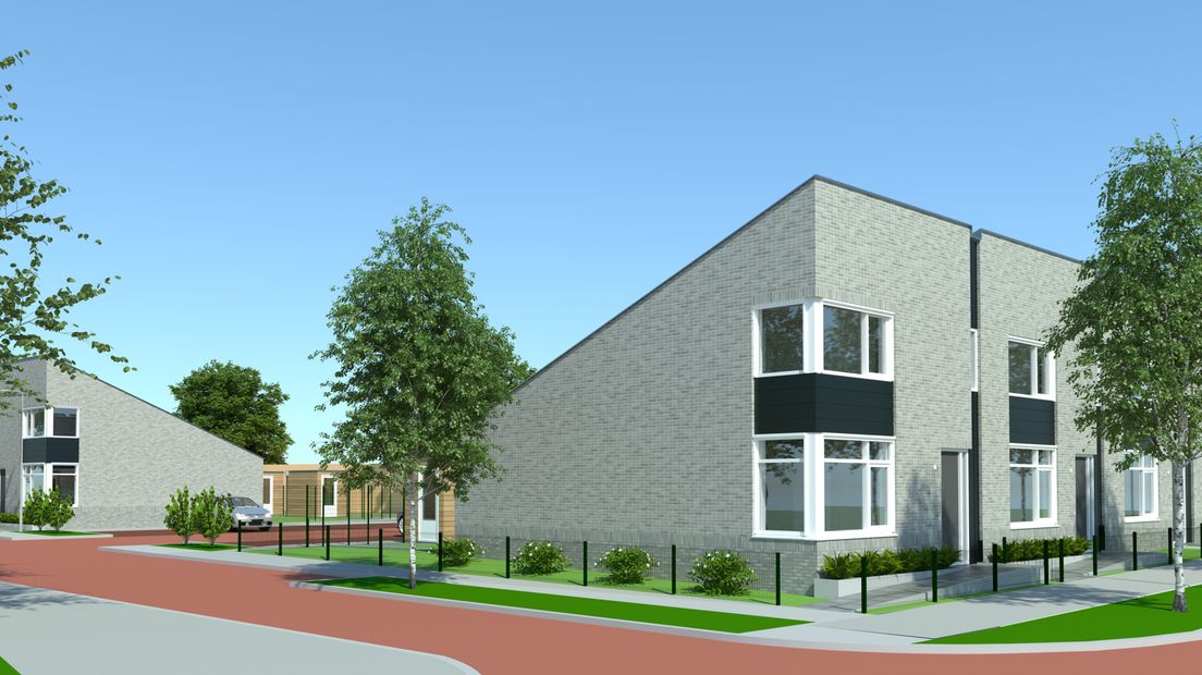 Artist impression van de nieuw te bouwen woningen.