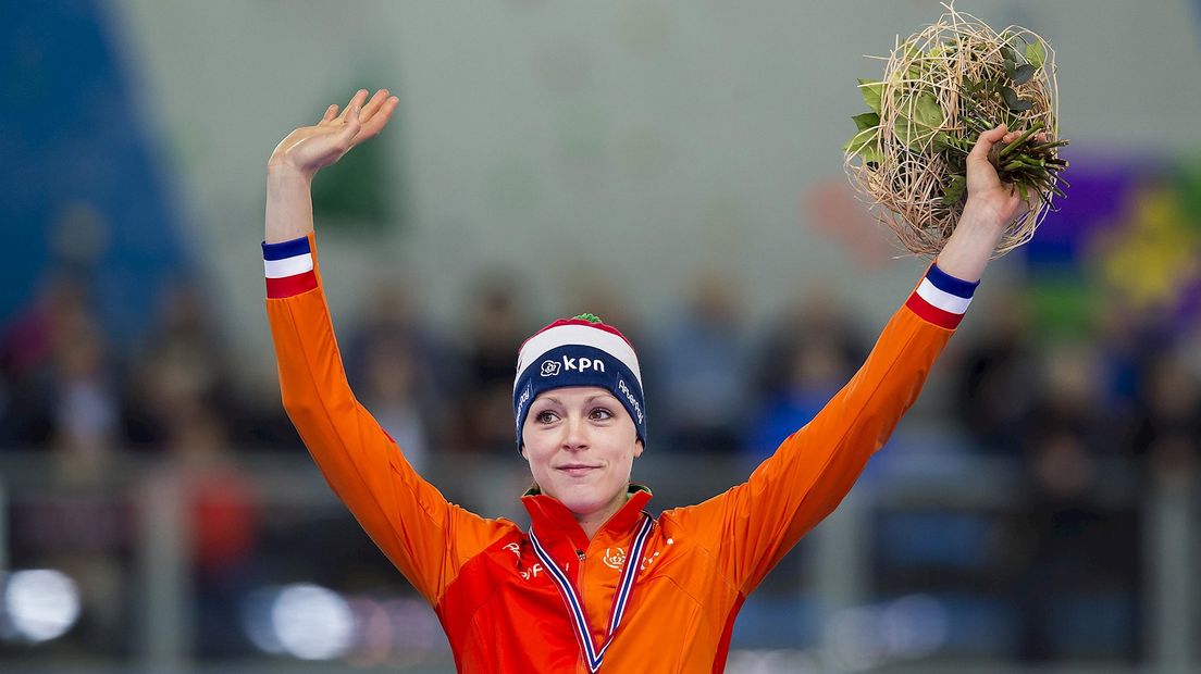 Jorien ter Mors na de winst op de 1000 meter