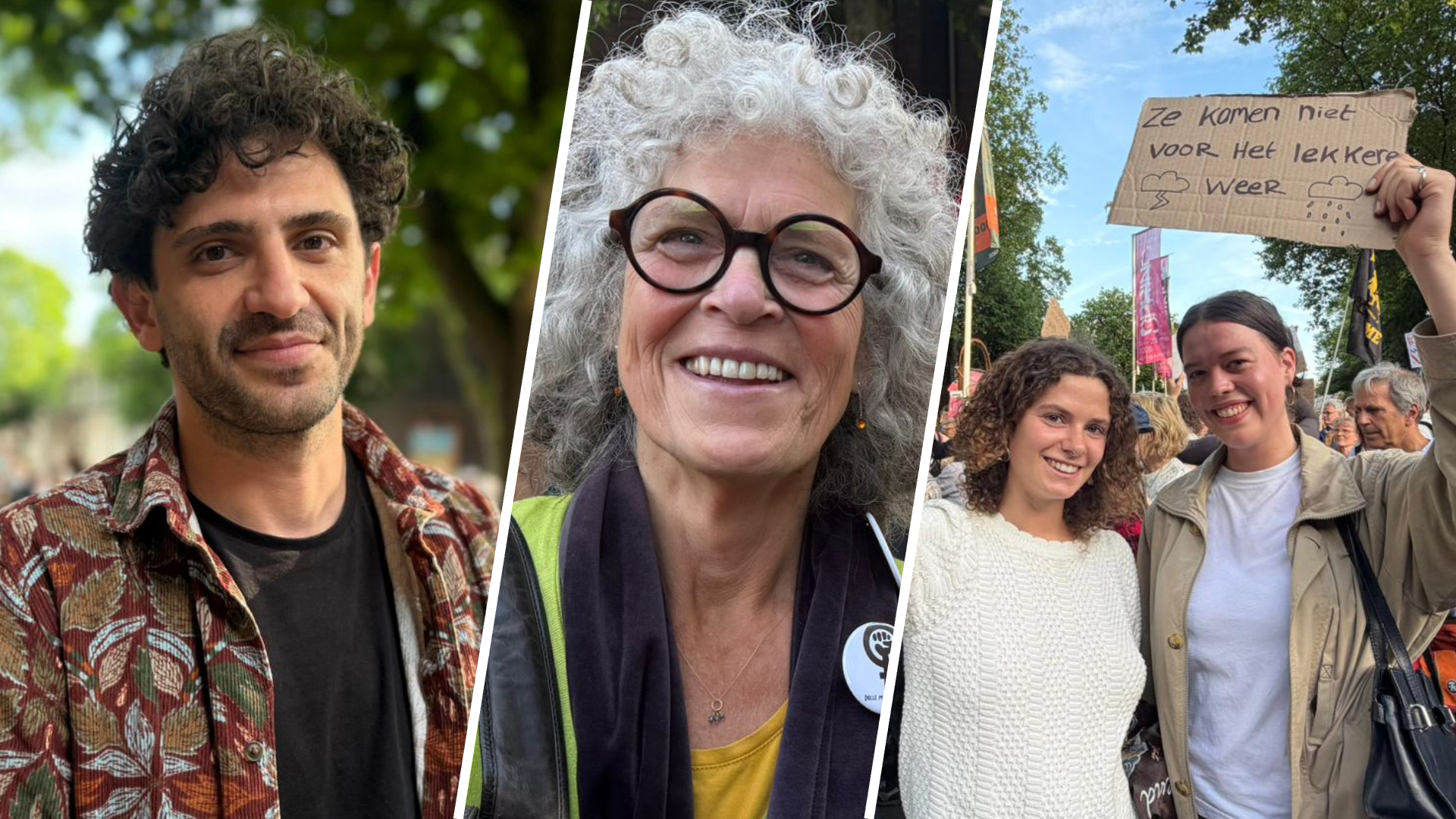 Evelijn, Mohamad en Dimphéna demonstreerden vandaag tegen geweld bij azc's