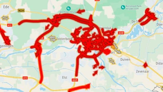 Extreme files op A50 en A12 door storm Benjamin