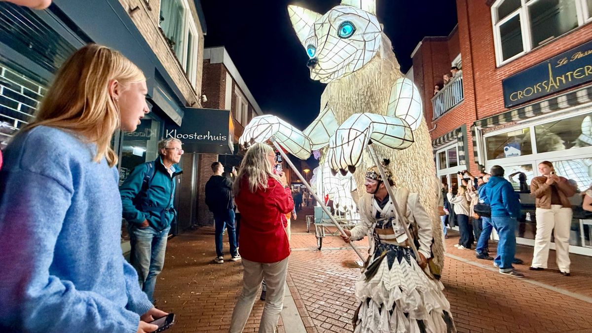 Metershoge wolven en kikkers trekken door Winschoten tijdens Waterbei