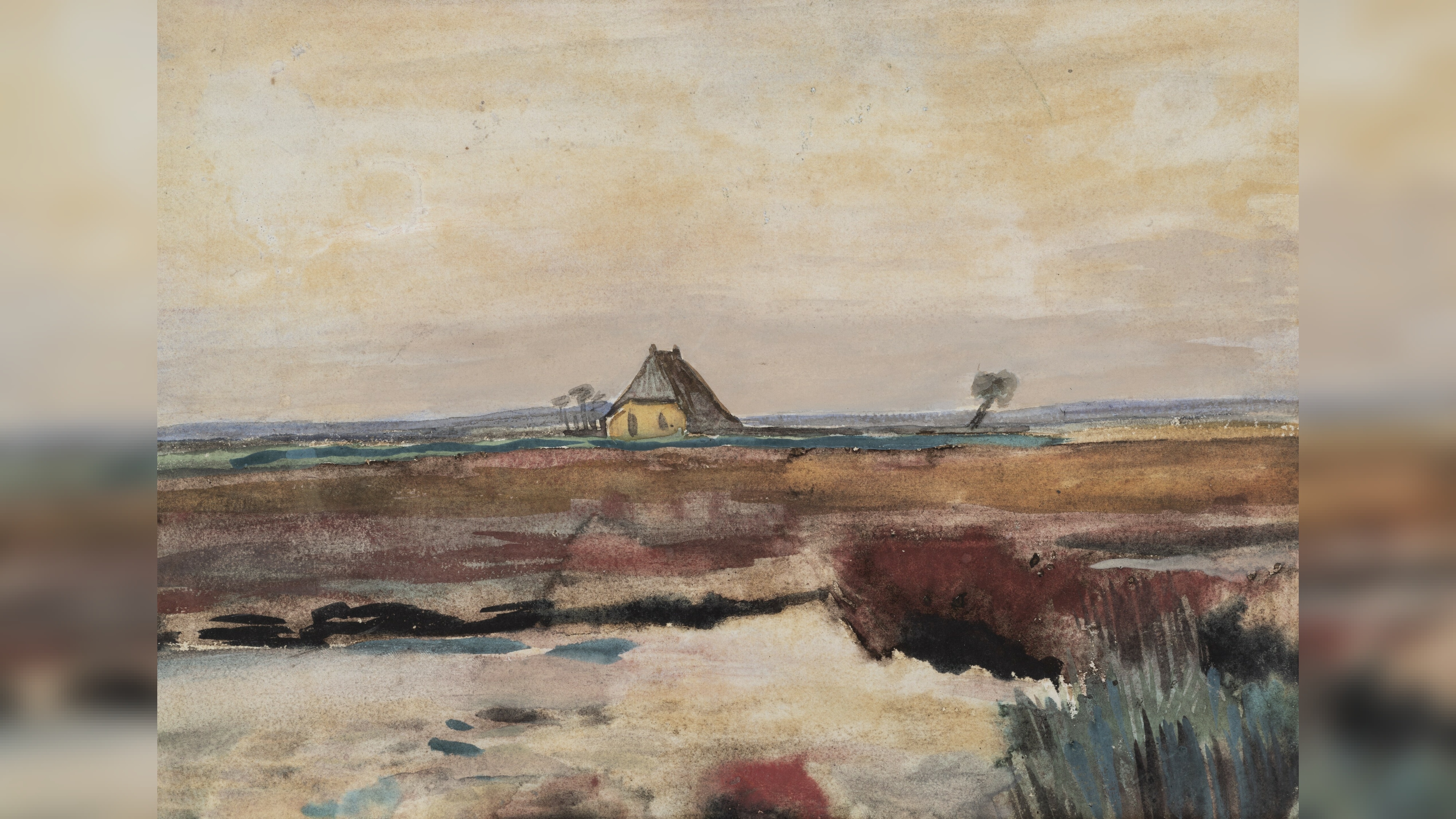 Vincent Van Gogh (1853-1890) - Aquarelle "Paysage avec une ferme" (1883) - Drents museum, Assen