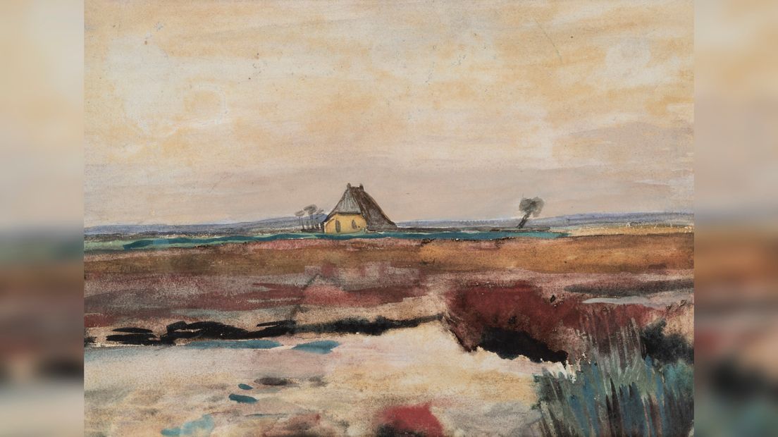 Vincent Van Gogh (1853-1890) - Aquarelle "Paysage avec une ferme" (1883) - Drents museum, Assen