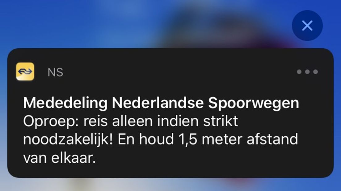 De NS stuurde een pushbericht.