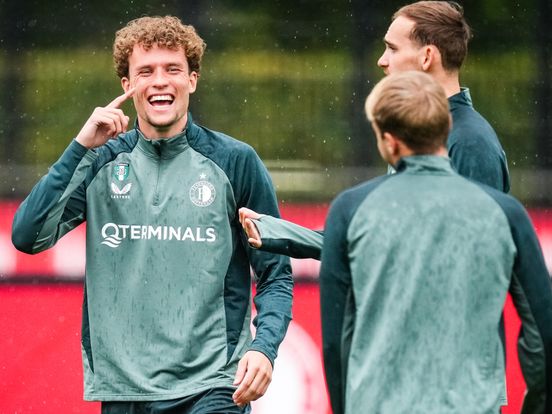 Een lachende Mats Wieffer, afgelopen woensdag op de eerste openbare training van Feyenoord