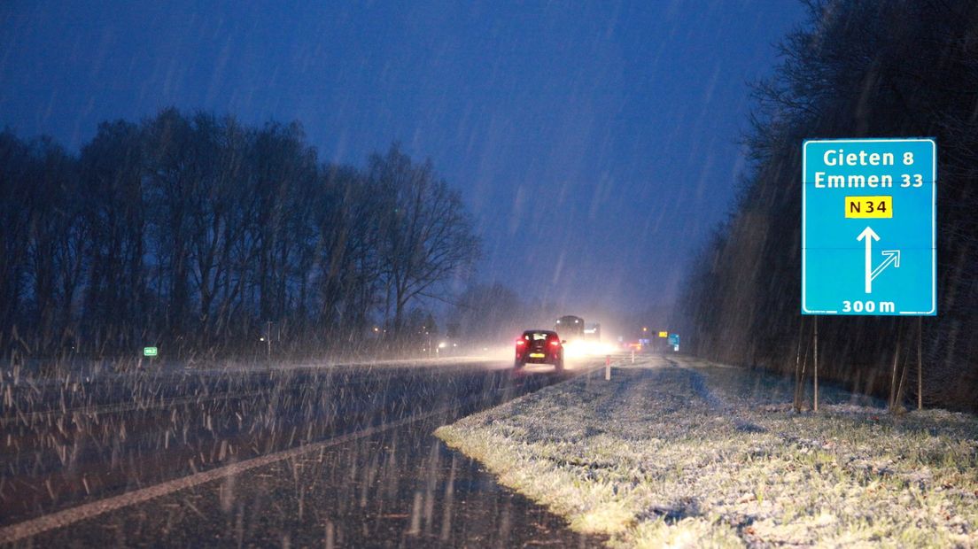 Het is oppassen op de N34 tussen Annen en Gieten