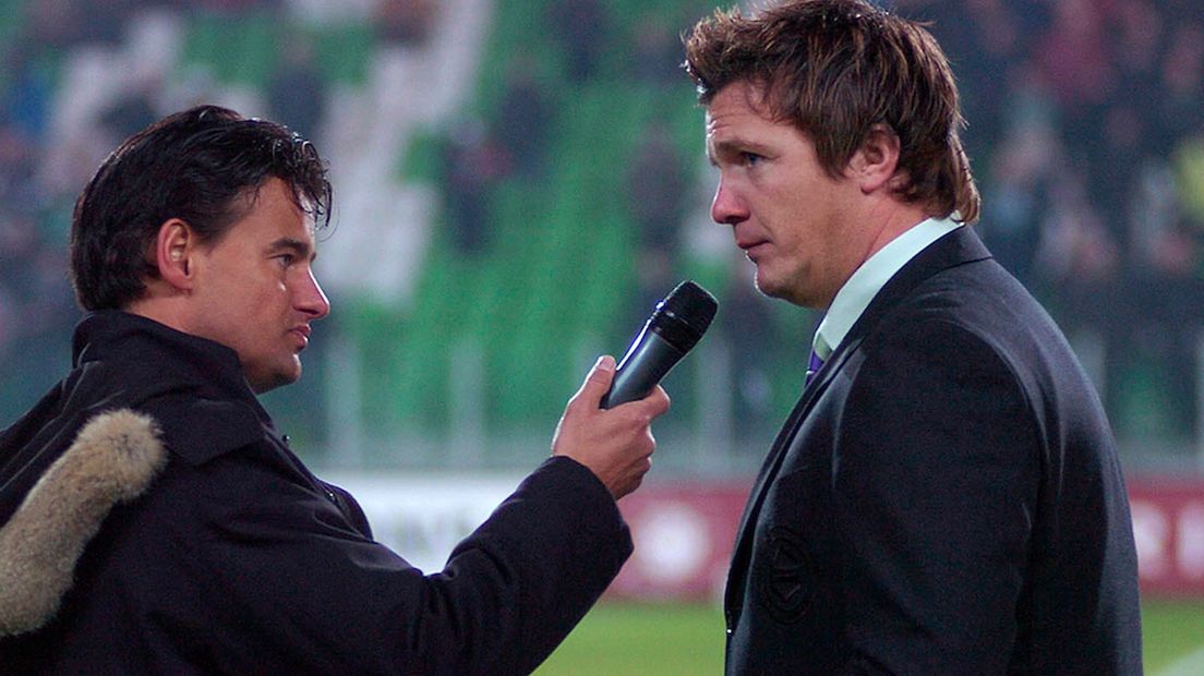 Beukenkamp (rechts) met Wilfred Genee tijdens de opening van de Euroborg.