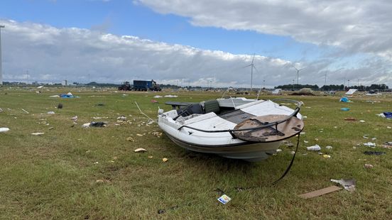 Een boot, caravans en partytenten: campingterrein van Boerenrock is de day after een dikke bende Nieuws