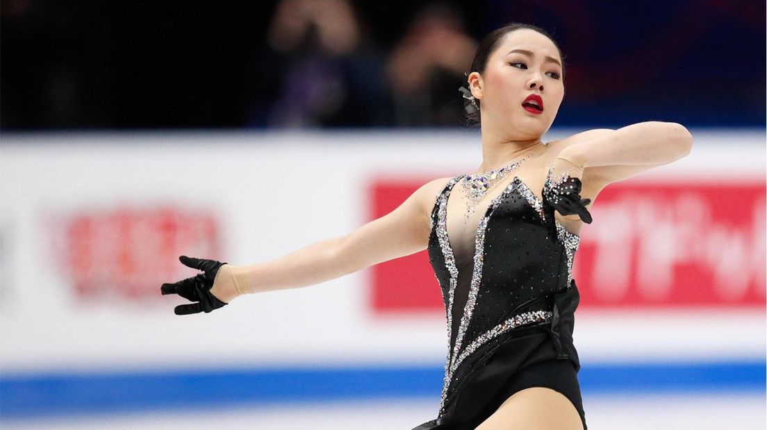 Wakaba Higuchi tijdens het WK 2018 in Milaan.