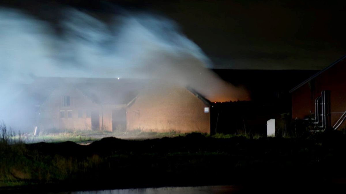 Mogelijk asbest vrijgekomen bij brand in varkensstal