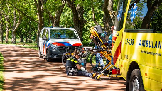 Vrouw gewond aan hoofd na botsing met fatbike. Vrouw gewond aan hoofd na botsing met fatbike.