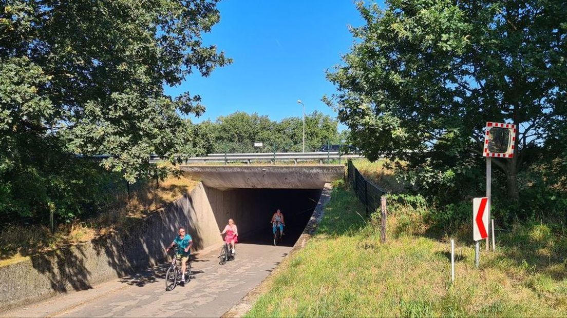 De vlag bij de tunnel is inmiddels weggehaald.