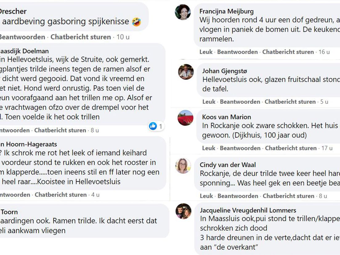 De regio praat over de trillingen: reacties op de Rijnmond Facebookpagina