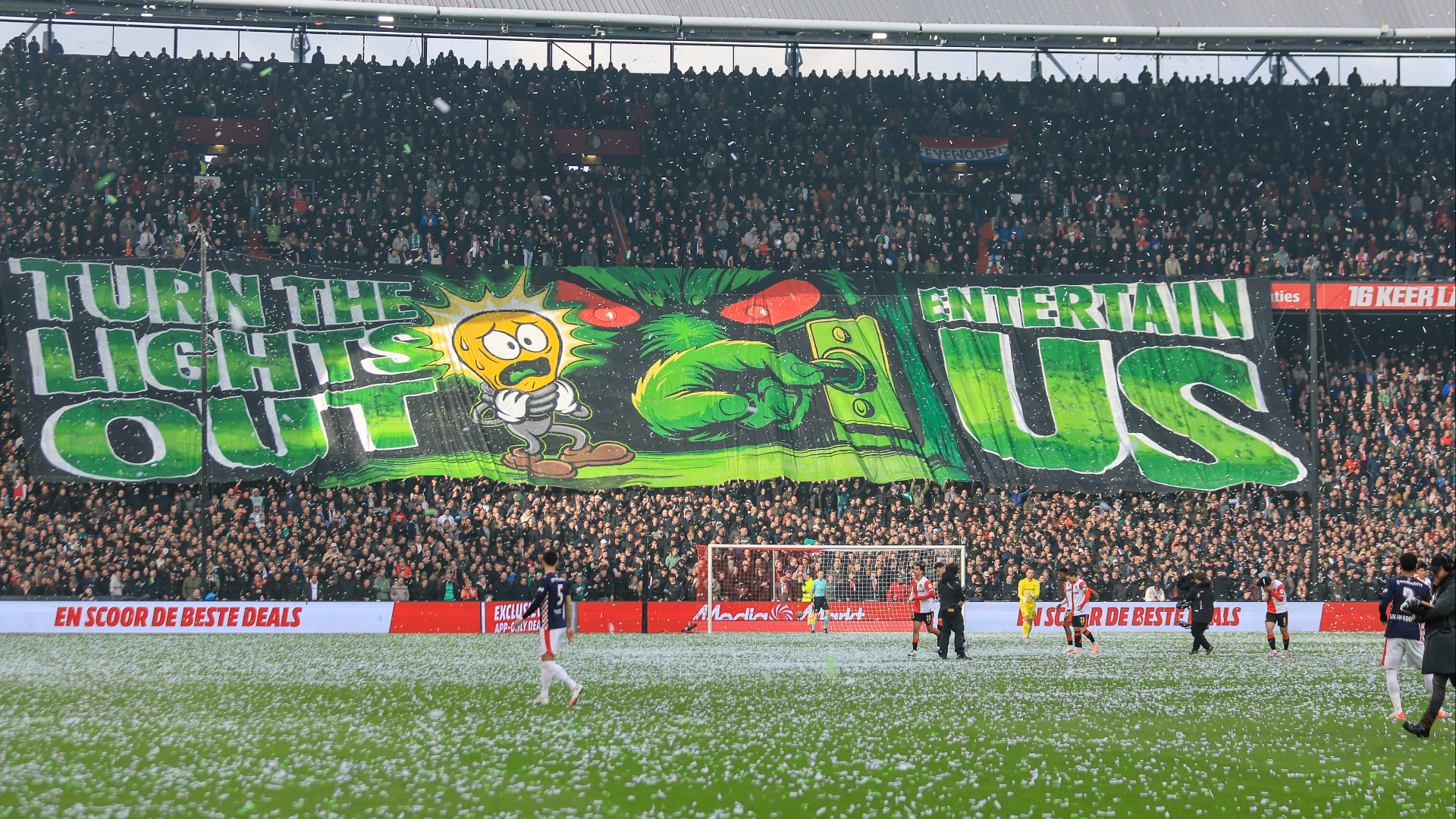 Spandoek voorafgaand aan Feyenoord-PSV