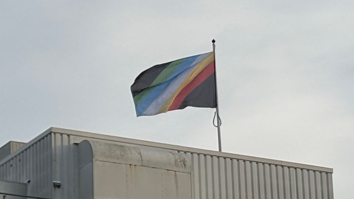 Wat is deze bijzondere vlag op het UWV-gebouw in Leeuwarden?