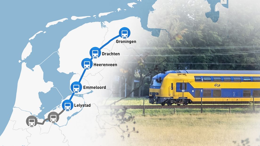 De beoogde route van de Lelylijn