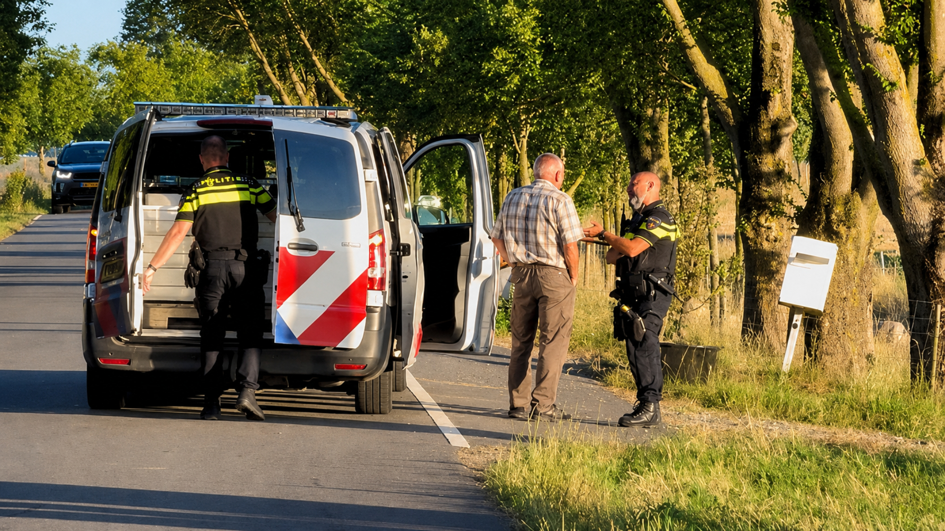 Wim praat na met een agent nadat duidelijk is geworden dat alles in orde is.