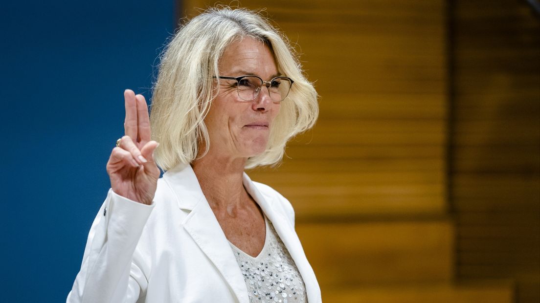 Annemarie Heite in de Enquetezaal van de Tweede Kamer
