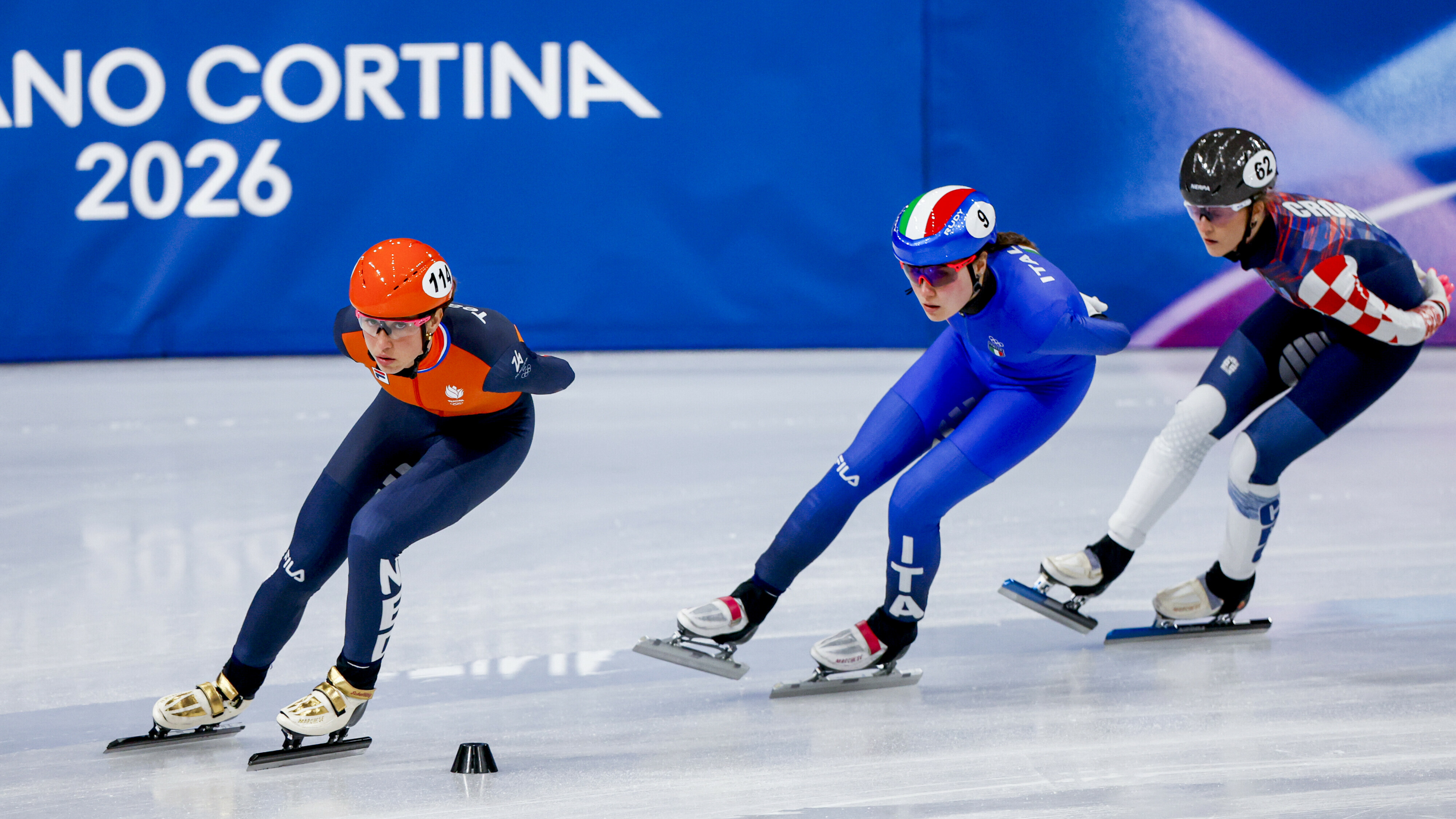 Suzanne Schulting tijdens de kwartfinale