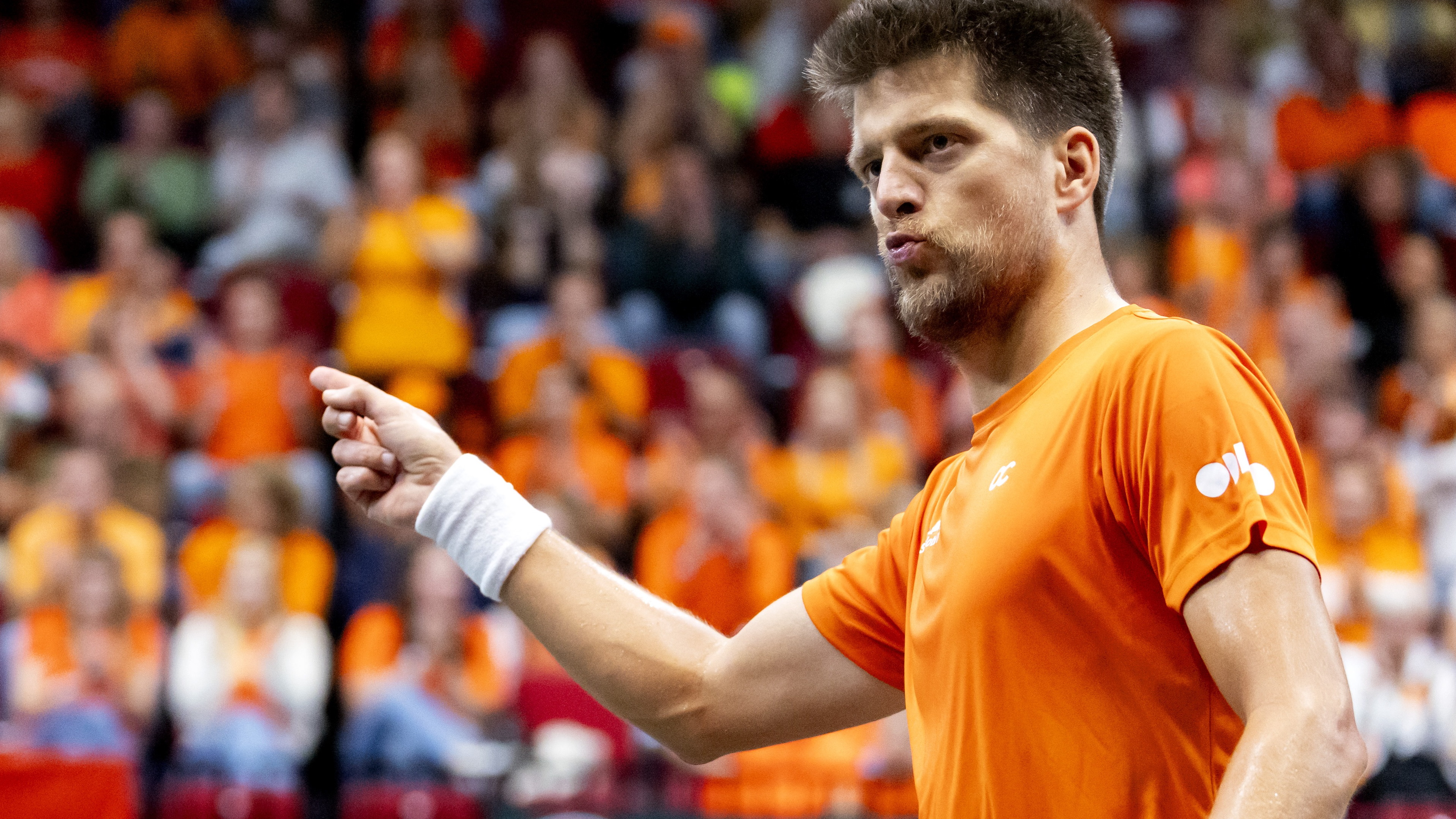 Sander Arends maakte zijn debuut voor Nederland in de Davis Cup