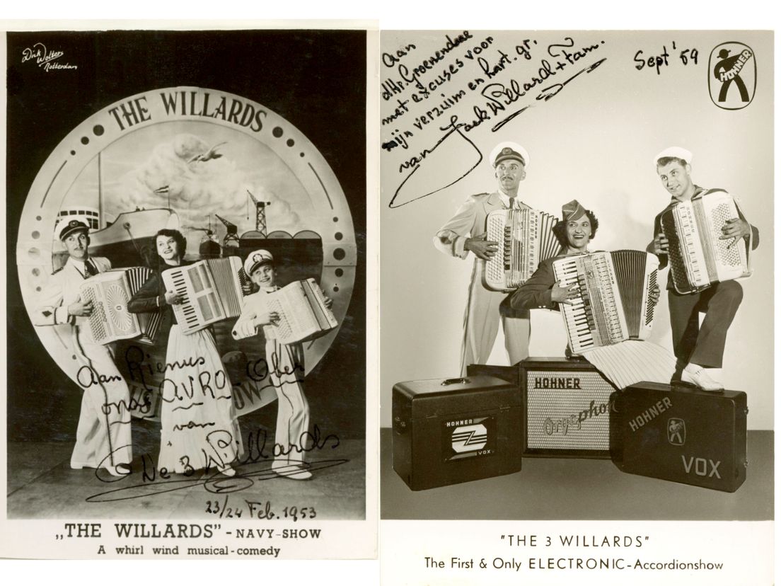 The Willards in 1953 en 1959, vlnr Jack, Conny, Desmond.