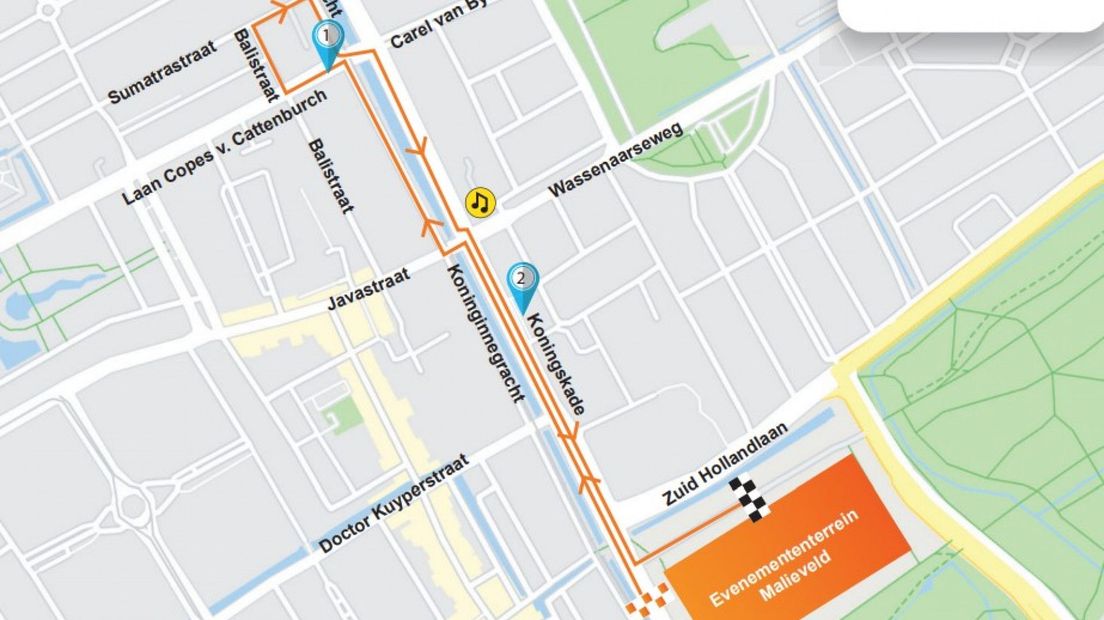 Route kidsrun 2,5 km