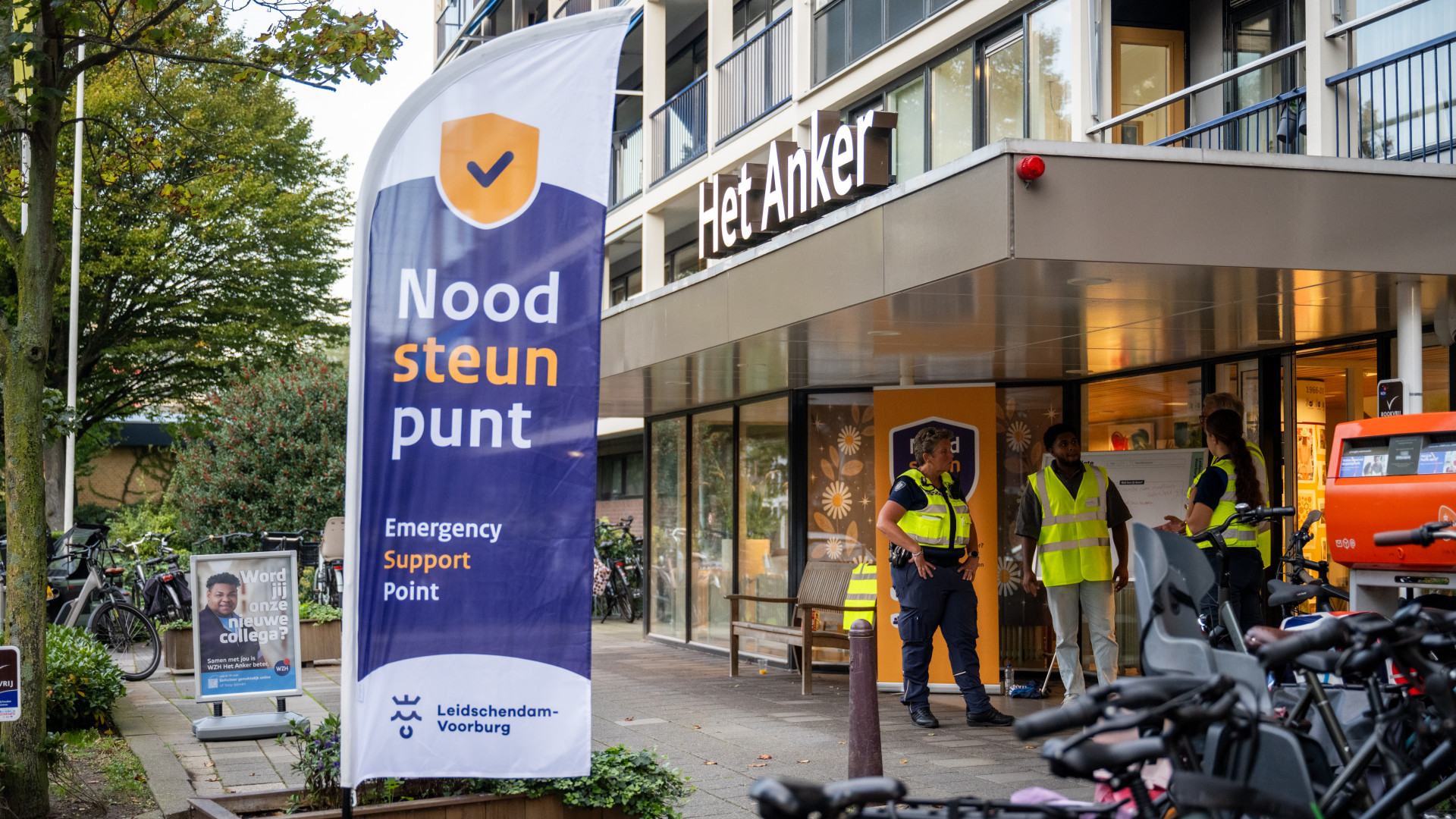 De ingang van het noodsteunpunt in Voorburg