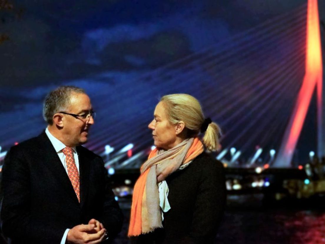 Burgemeester Aboutaleb en Minister Kaag tijdens Orange Day 2017.