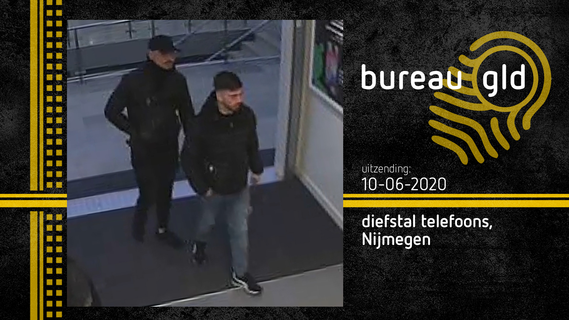De politie wil graag weten wie deze twee mannen zijn. Ze stelen mobiele telefoons in een telefoonshop in winkelcentrum Dukenburg in Nijmegen. De diefstal vindt plaats op vrijdag 6 maart.