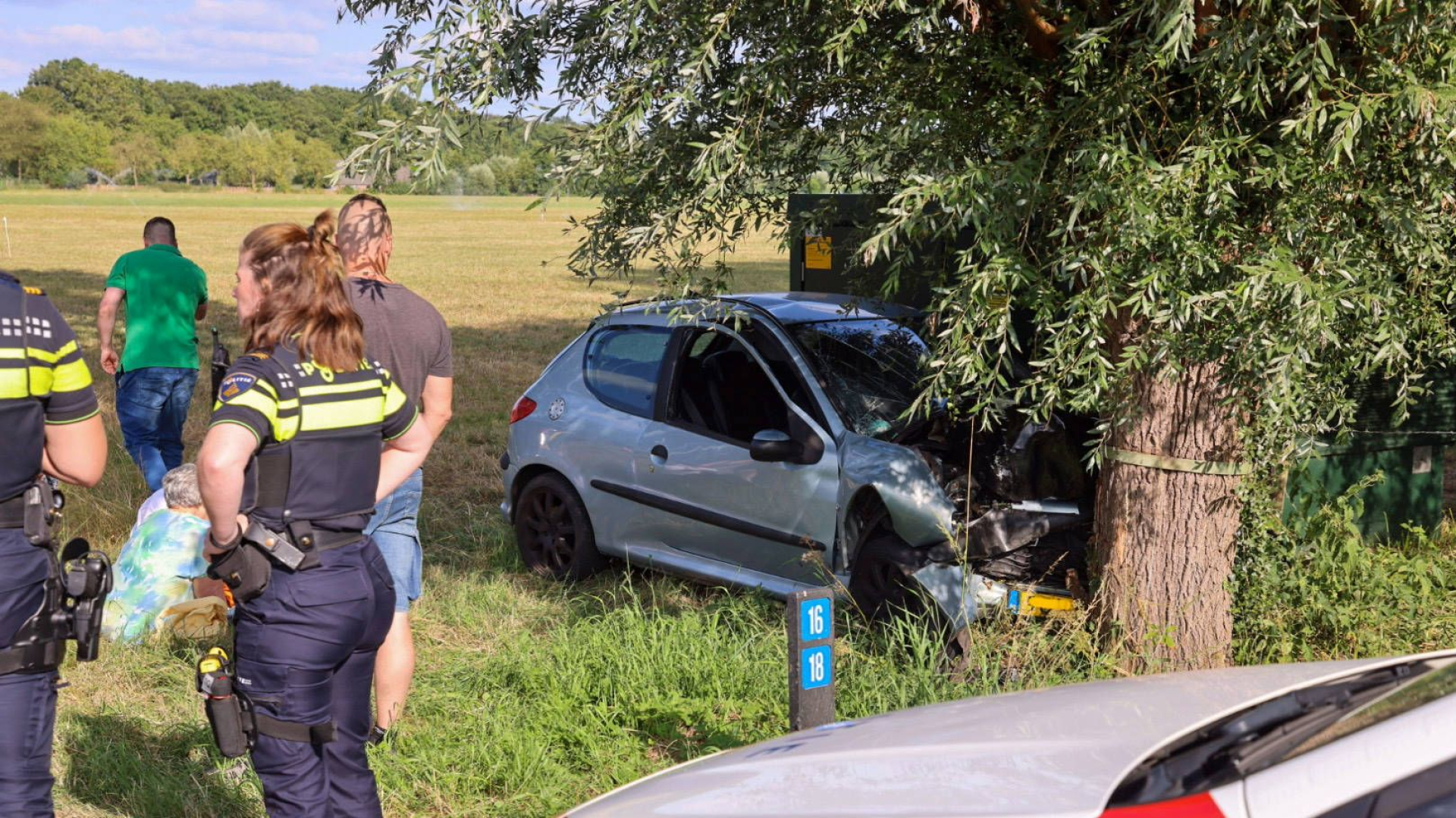 Bestuurder en zoon naar ziekenhuis na botsing boom