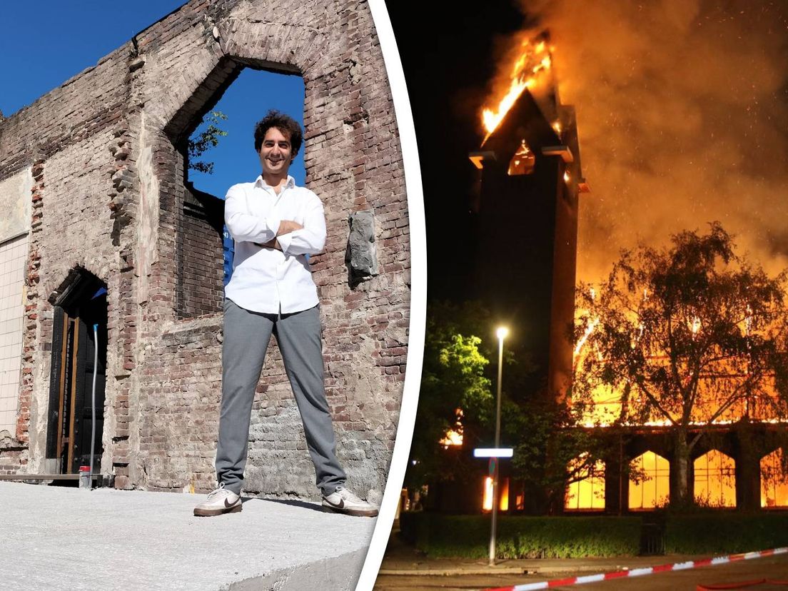 Tussen de restanten van de kerk ligt nu een betonnen vloer voor nieuwbouw.
