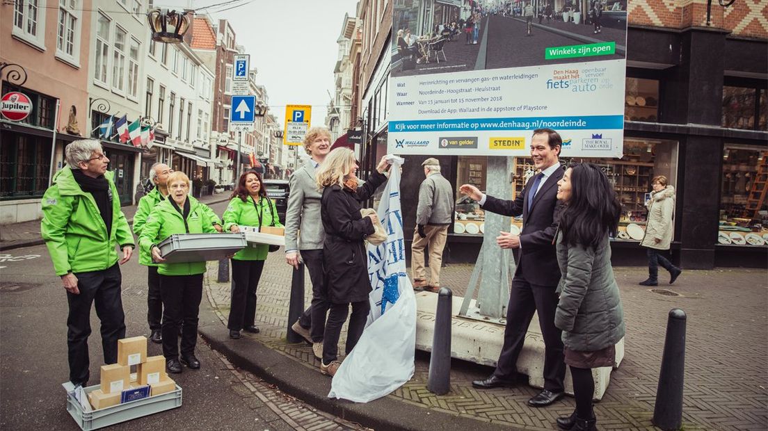 Aftrap van de werkzaamheden aan het Noordeinde. 