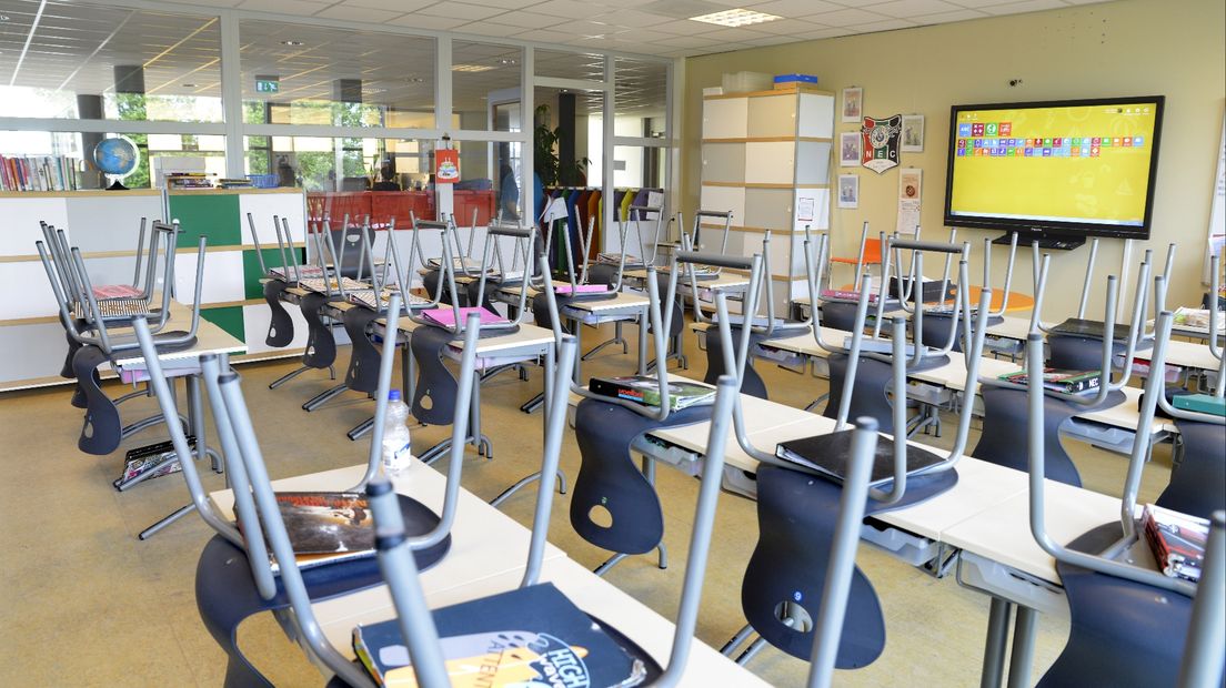 Een lege klas tijdens een eerdere schoolstaking