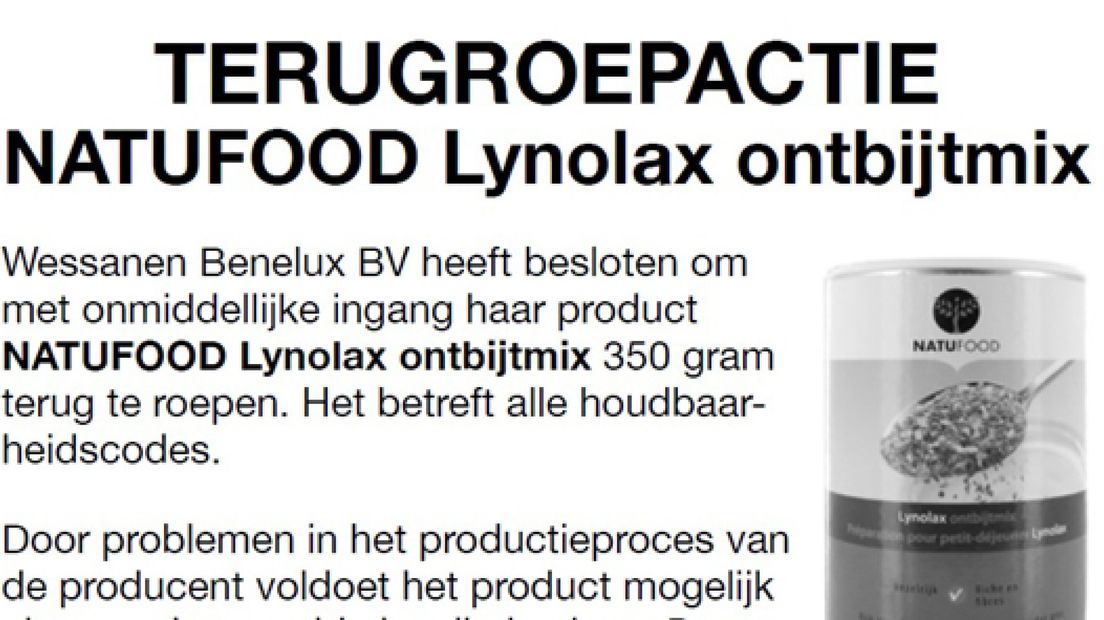 Natudis Harderwijk haalt ontbijtmix terug