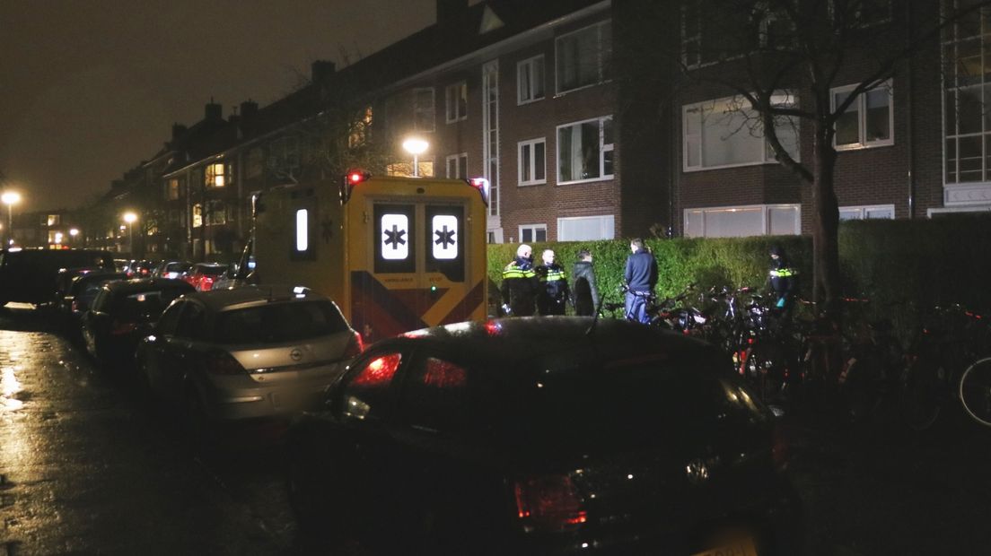 Politie en een ambulance na de steekpartij aan de Van Houtenlaan
