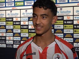 Uitblinker aan Sparta-zijde Ayoub Oufkir glundert na afloop van Sparta-FC Utrecht