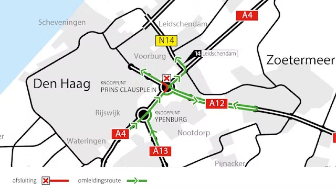 Omleidingen en afsluitingen Prins Clausplein