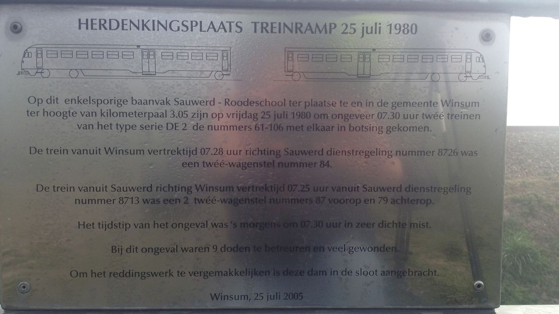 Het monument van de treinramp in 1980.