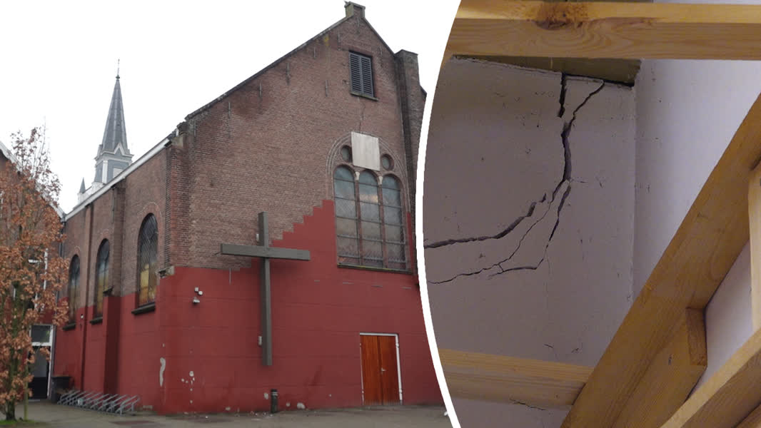 De Bethelkerk heeft scheuren in de muur