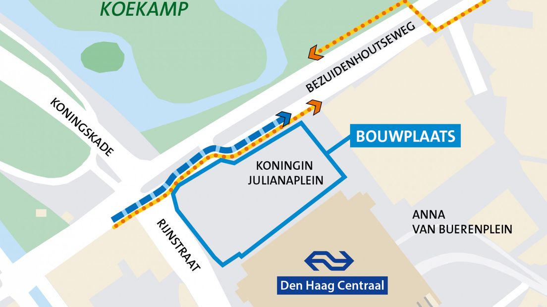 Dit is de omleidingsroute voor auto's en fietsers