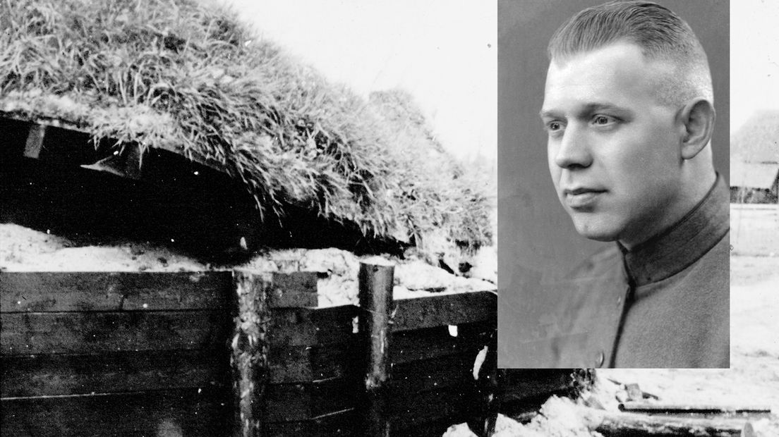 Sergeant Anne Willem Swart en de bunker waarin hij op 10 mei 1940 sneuvelde (Rechten: St. Oud Meppel)