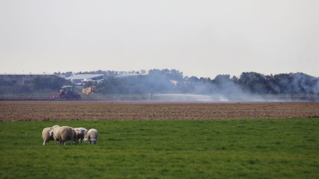 Brand legt veld vol stoppels in de as