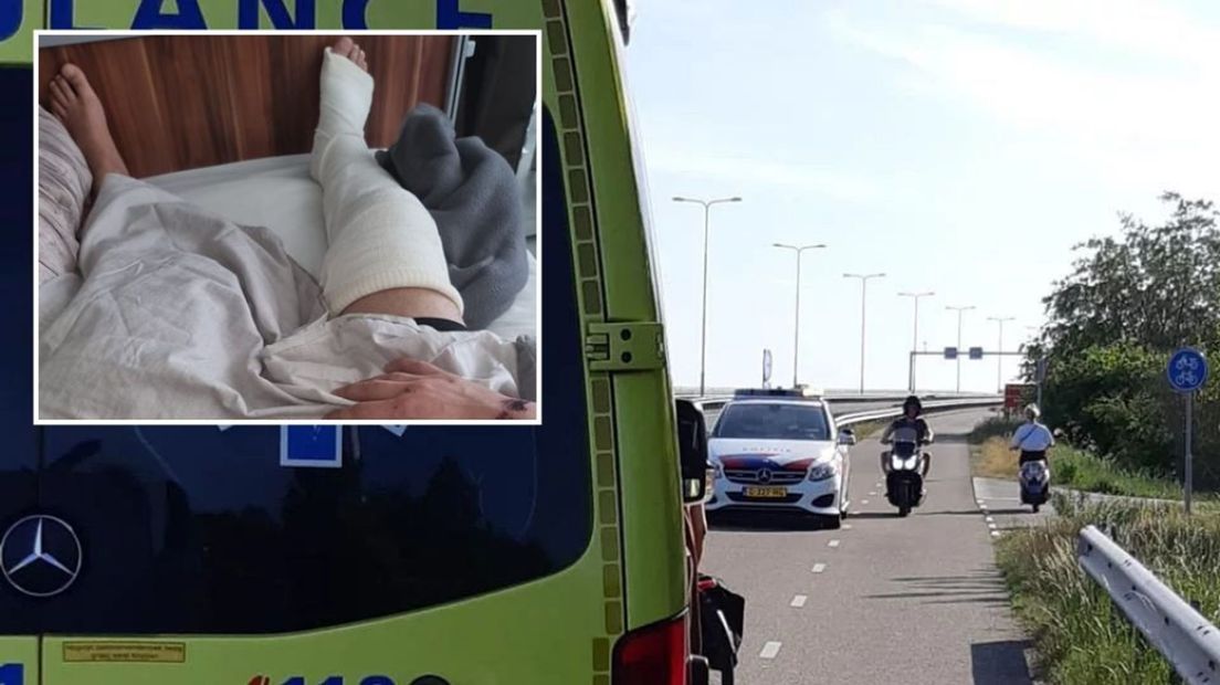 Het slachtoffer heeft zijn knie verbrijzeld.