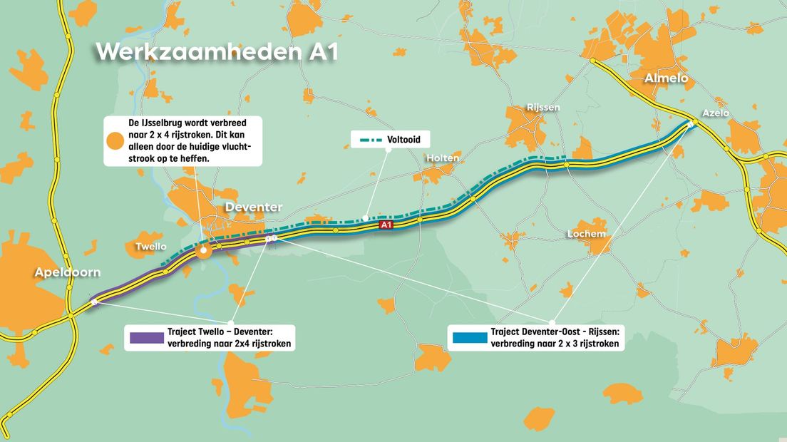 Dit zijn de werkzaamheden aan de A1