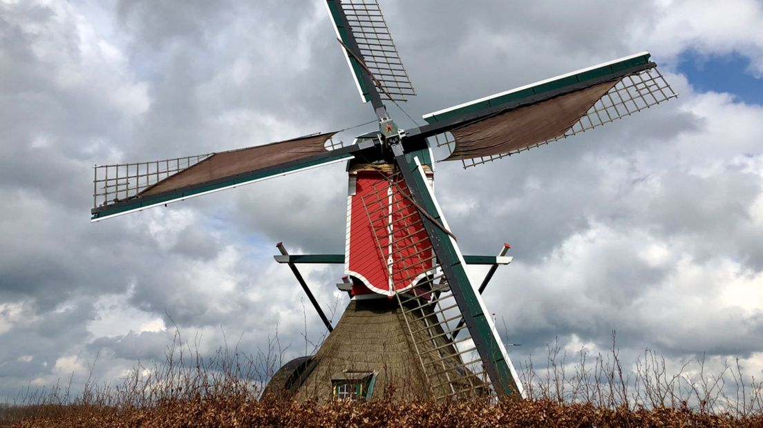 De Rooie Wip, een molen in Hazerswoude-Dorp. 