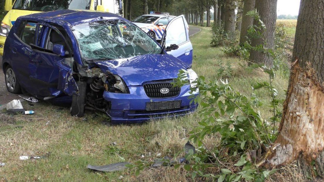 De boom en de auto liepen flinke schade op (Rechten: Persbureau Meter)