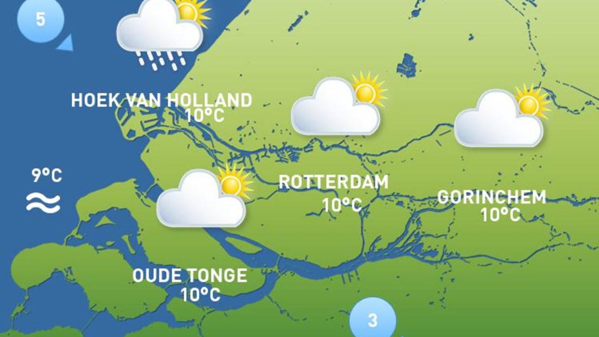 De dag begint zonnig, maar aan het einde van de middag komen er stevige buien aan
