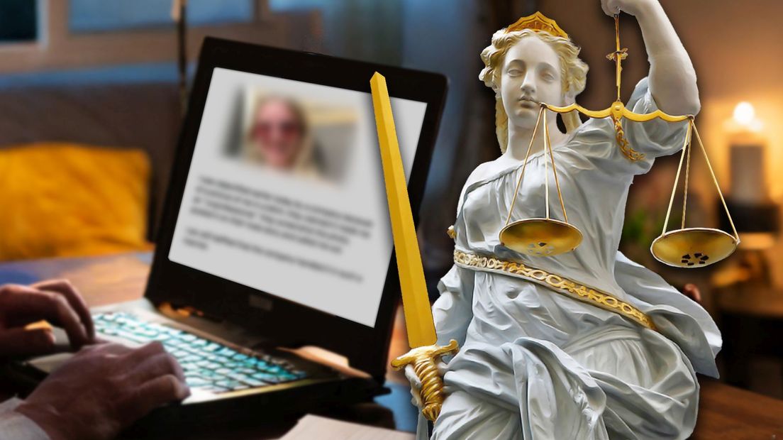 Laptop met Vrouwe Justitia
