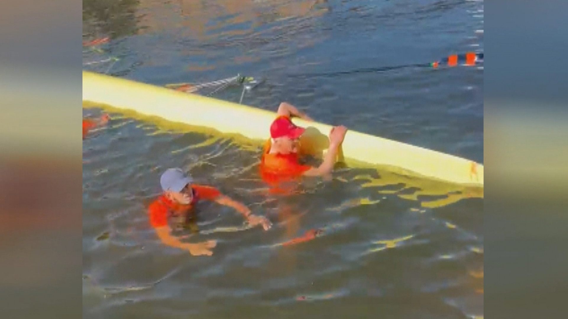 Roeiers in het water