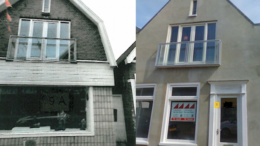 Voor- en na-foto van één van de gevels.